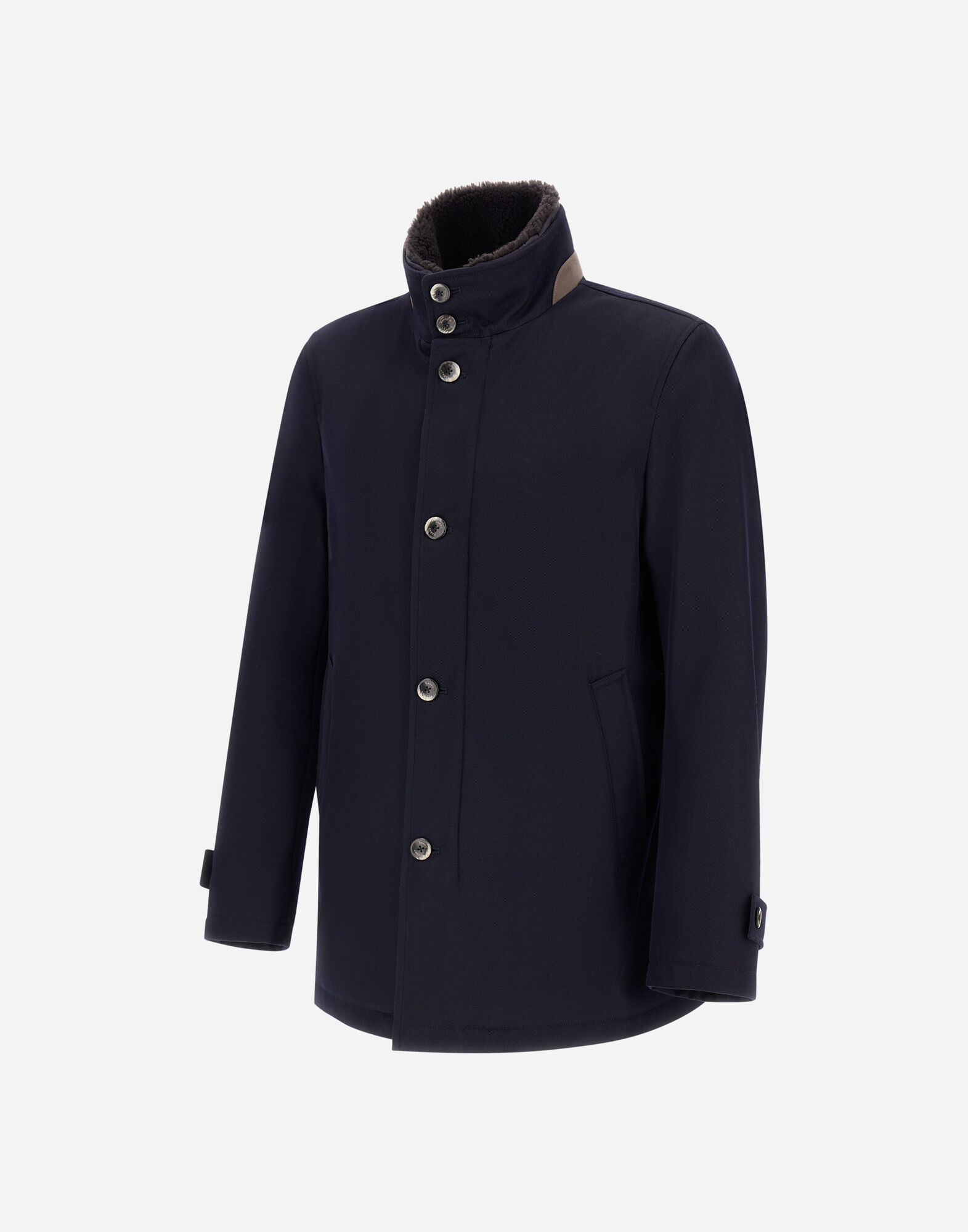 DIAGONAL WOOL CAR COAT in Navy Blue for Men | Herno®