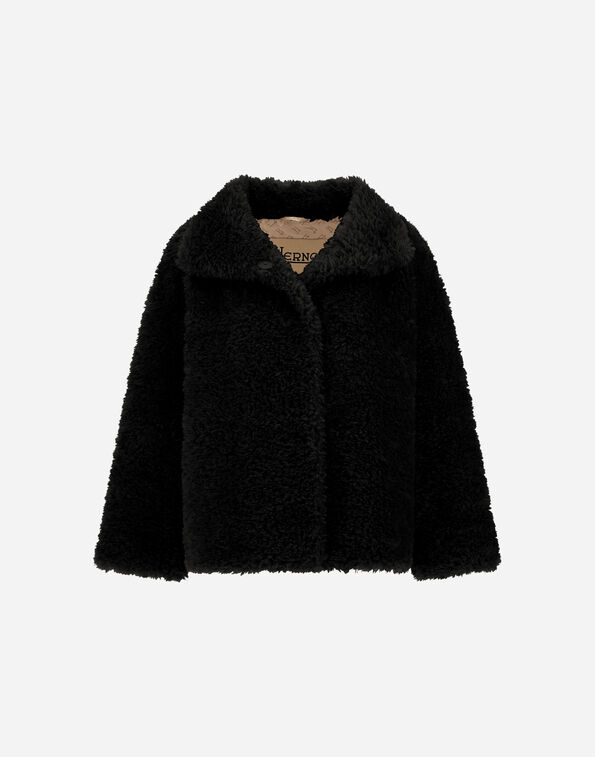 Herno CURLY-EFFECT FUR-TOUCH SHORT JACKET Black GC000608D124219300