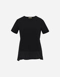 Herno CHIC COTTON JERSEY T-SHIRT WITH TECHNO TAFFETA HEM Black JG000140D520069300