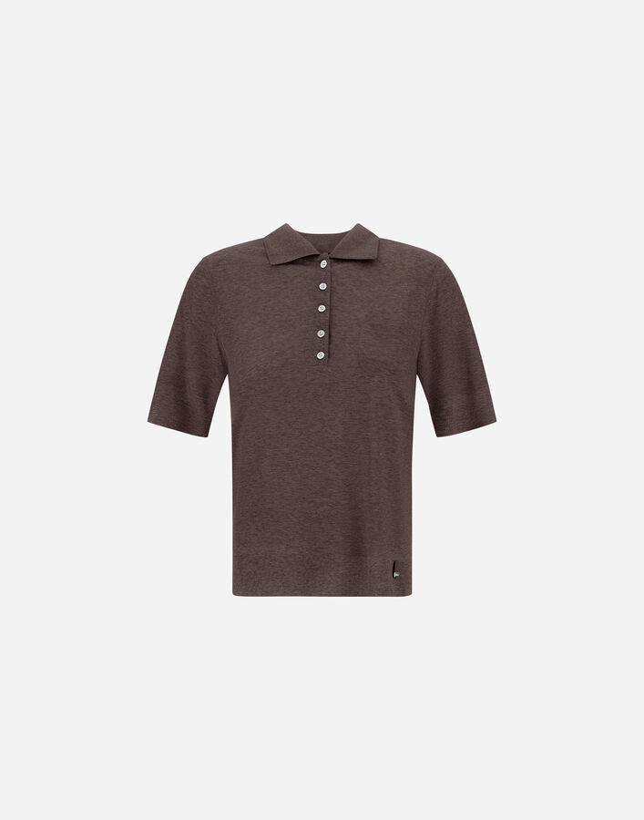 Herno RESORT POLO SHIRT IN KNIT-EFFECT MELANGE JERSEY Dark Brown JPL0004DR521478800