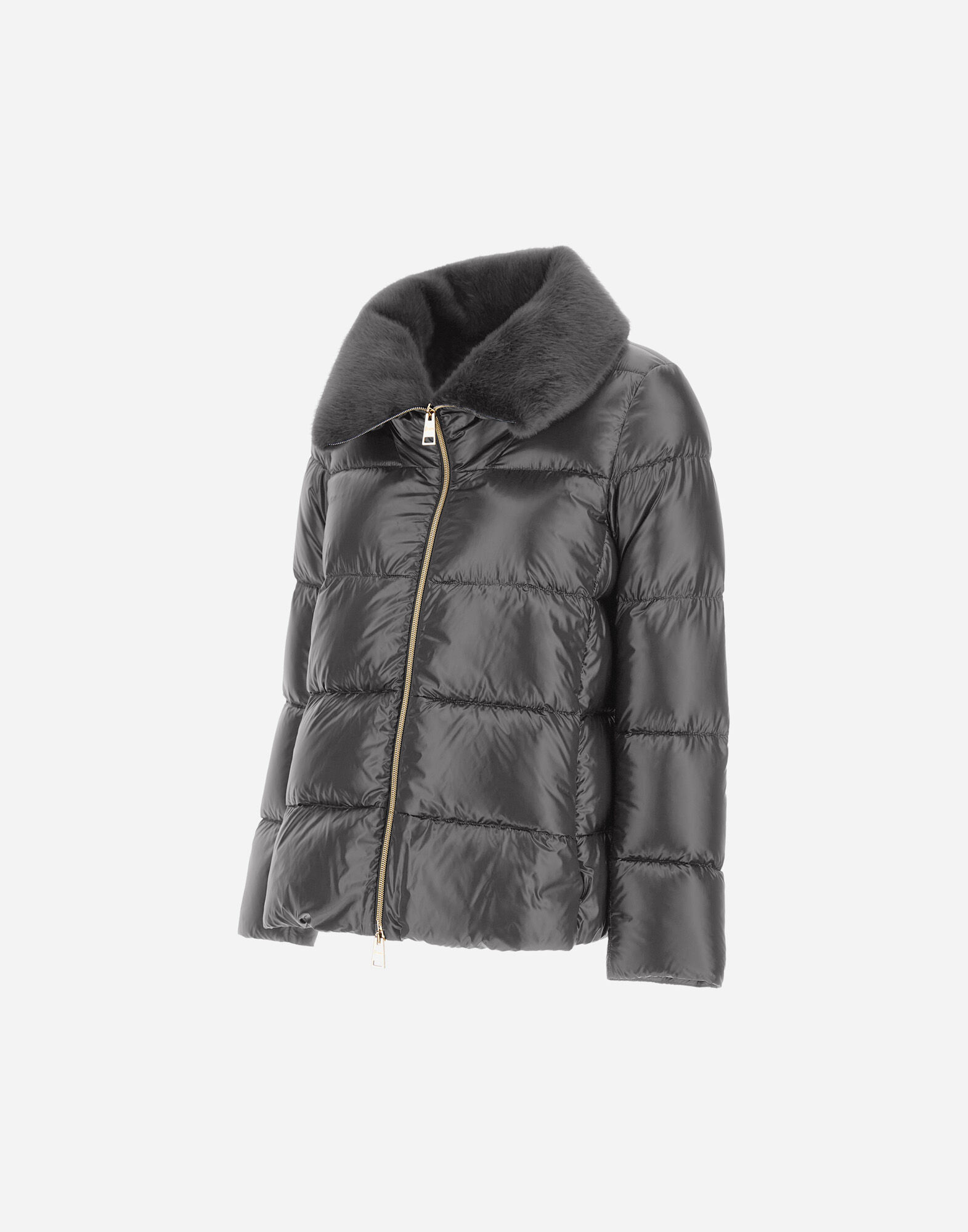 JACKET IN NYLON ULTRALIGHT AND LADY ALTERNATIVE FUR in Grey