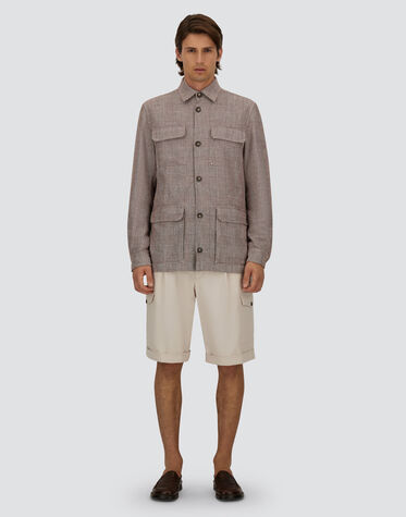 メンズ FIELD JACKET IN GLEN CHECK LINEN ボルドー | Herno® (ヘルノ)