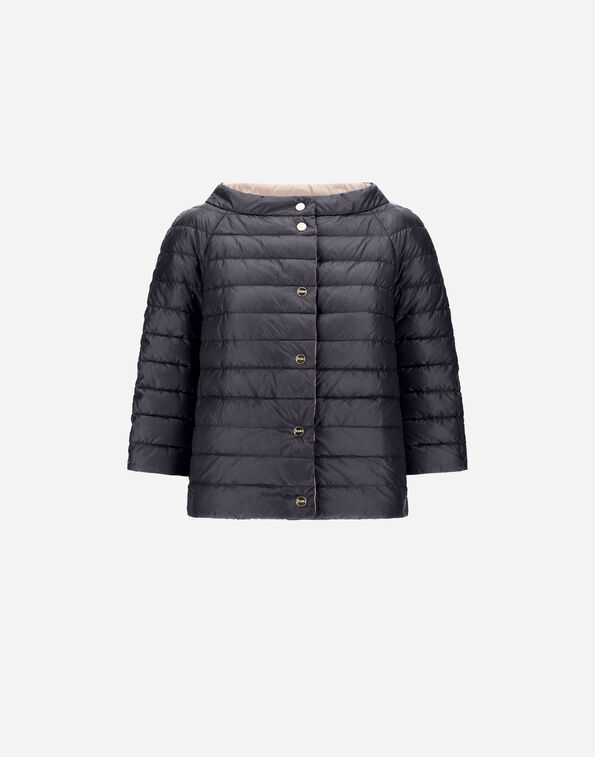 Herno REVERSIBLE CAPE NYLON&nbsp;ULTRALIGHT Black/Chantilly PI0769D12017Z9319