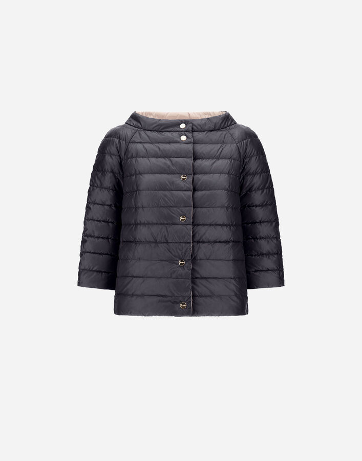 Herno REVERSIBLE CAPE NYLON&nbsp;ULTRALIGHT Black/Chantilly PI0769D12017Z9319