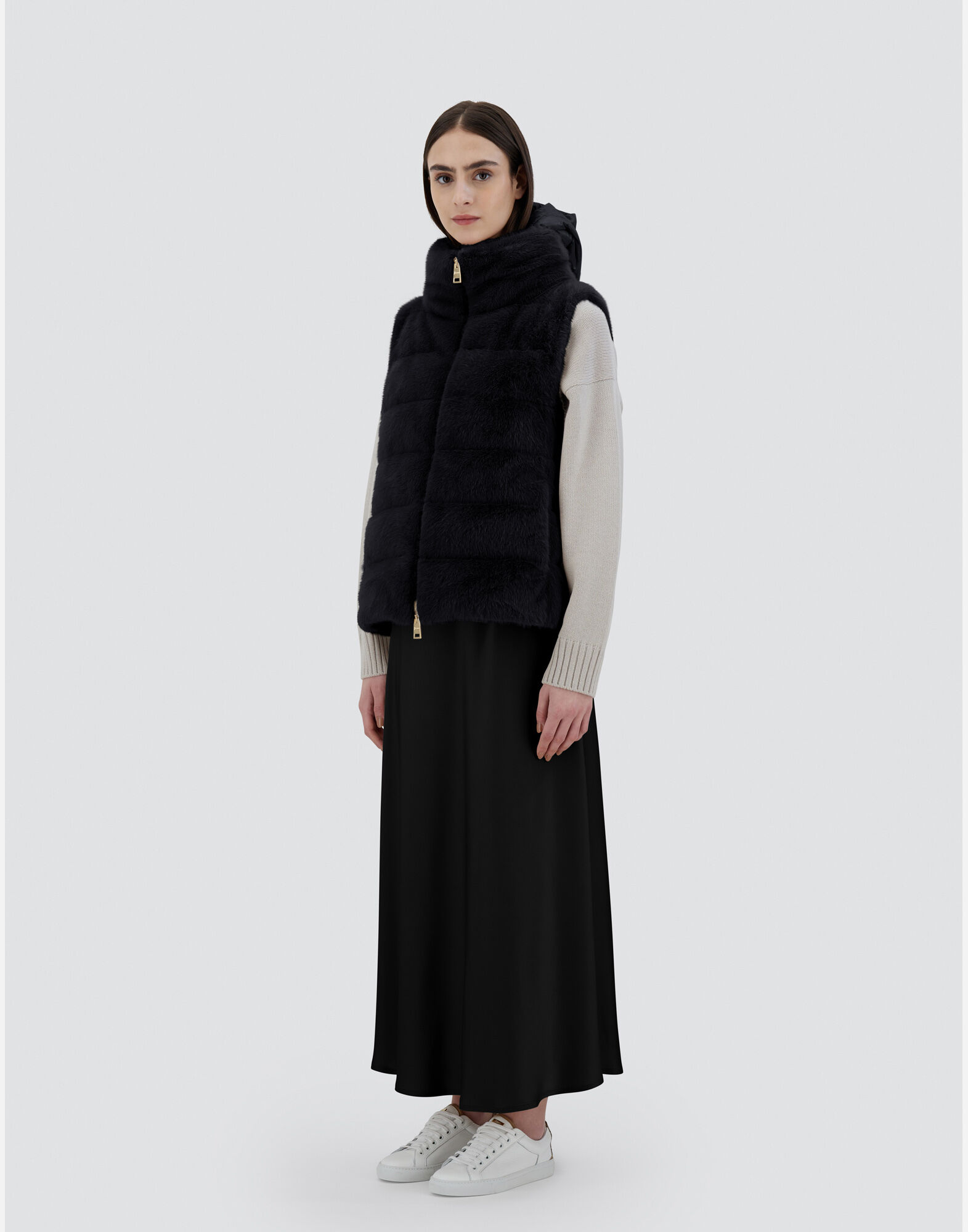 VESTE SANS MANCHES EN NEW LADY FAUX FUR en Noir pour femme Herno