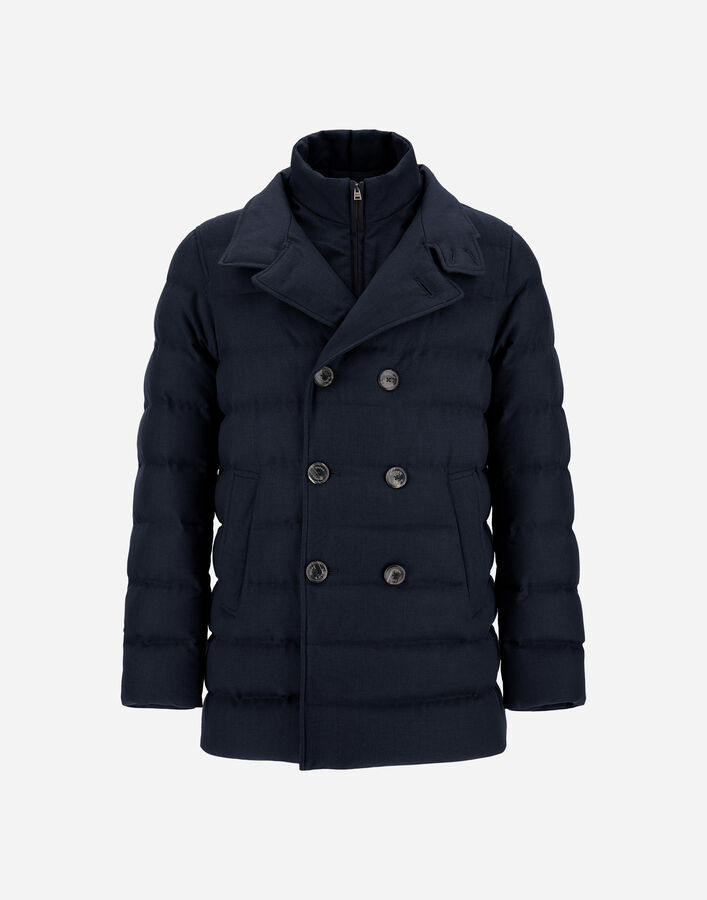 Herno PEA COAT IN NORFOLK WOOL BLEND Navy Blue PI001271U332789200