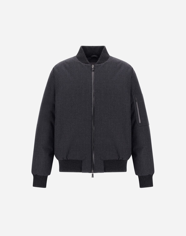 Herno FLANNEL BOMBER JACKET WITH WATERPROOF MEMBRANE Iron GI000673U334989487