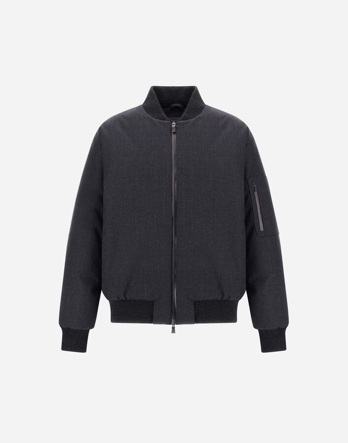 Herno FLANNEL BOMBER JACKET WITH WATERPROOF MEMBRANE Iron GI000673U334989487