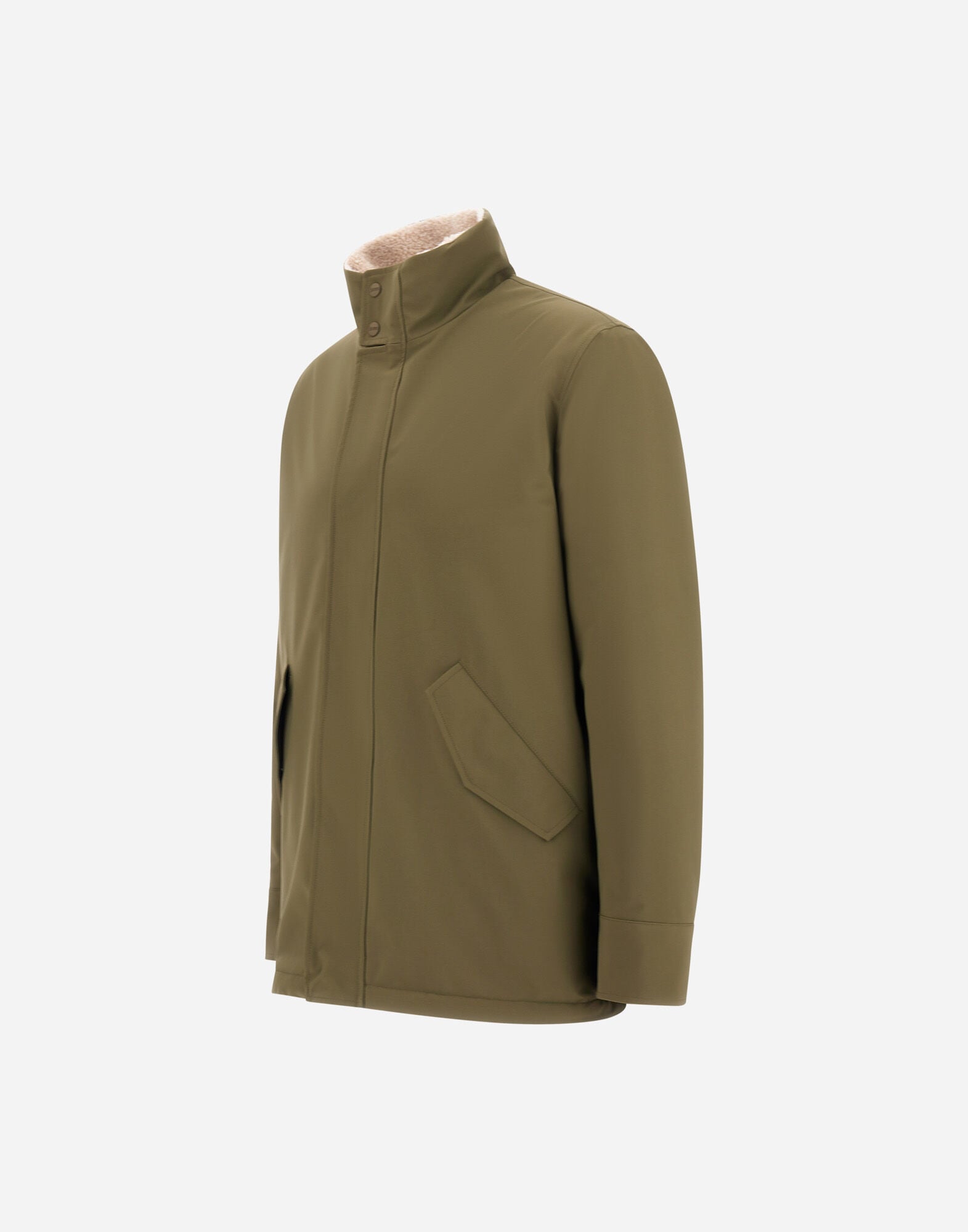 メンズ SHORT COAT IN MATTE TWILL AND CASHMERE-TOUCH FLANNEL ライト