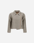 Herno METALLIC BOUCLÉ BIKER JACKET Dove Grey GI000283D132392600