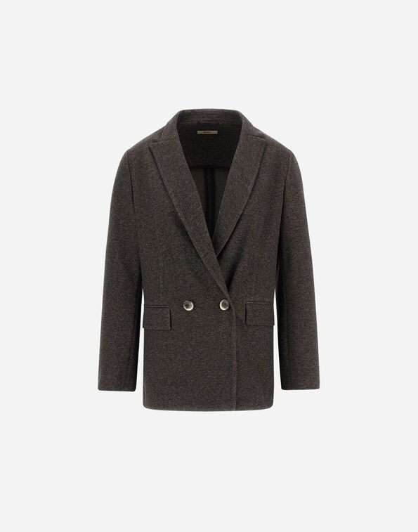Herno JACQUARD BLAZER WITH DIAGONAL MOTIF Dark Brown JBLZ0002D560478800
