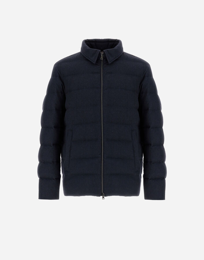 Herno JACKET IN CASHMERE, SILK AND MONOGRAM Navy Blue PI001261U380879200