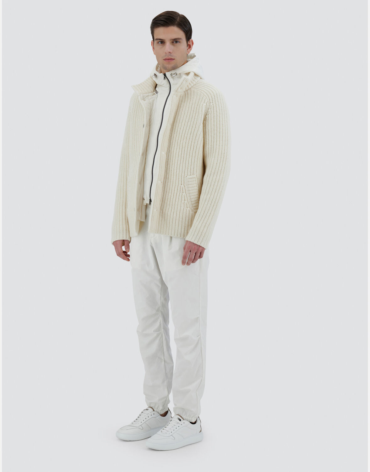 Herno Knitted Bomber Jacket In Cream