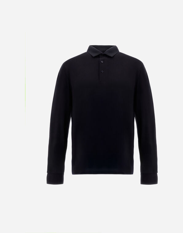 Herno RESORT POLO SHIRT IN WOOL JERSEY WITH A SHINY FINISH Navy Blue JPL0013UR520689200