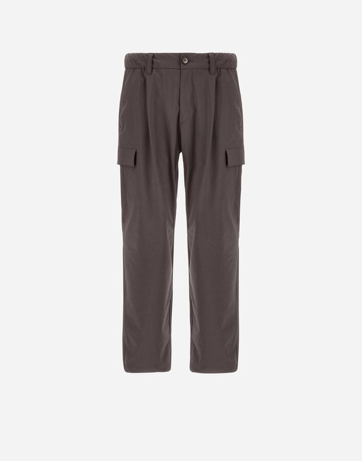 Herno RESORT CARGO TROUSERS IN MELANGE-EFFECT STRETCH NYLON Dark Brown PT00035UR12742S8800