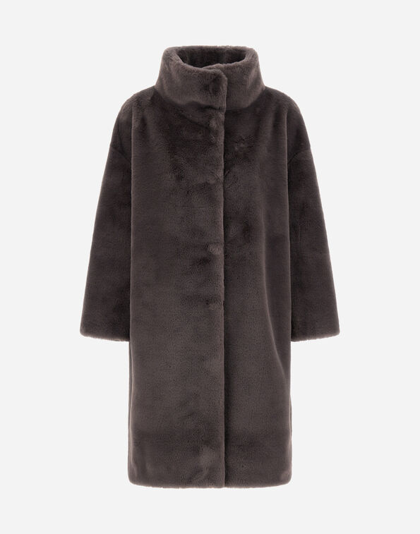 Herno COAT IN SOFT ALTERNATIVE FUR Anthracite GC000491D124229480