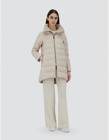 レディース ニットカラー付きカシミアシルク Aシェイプ ブラウン  