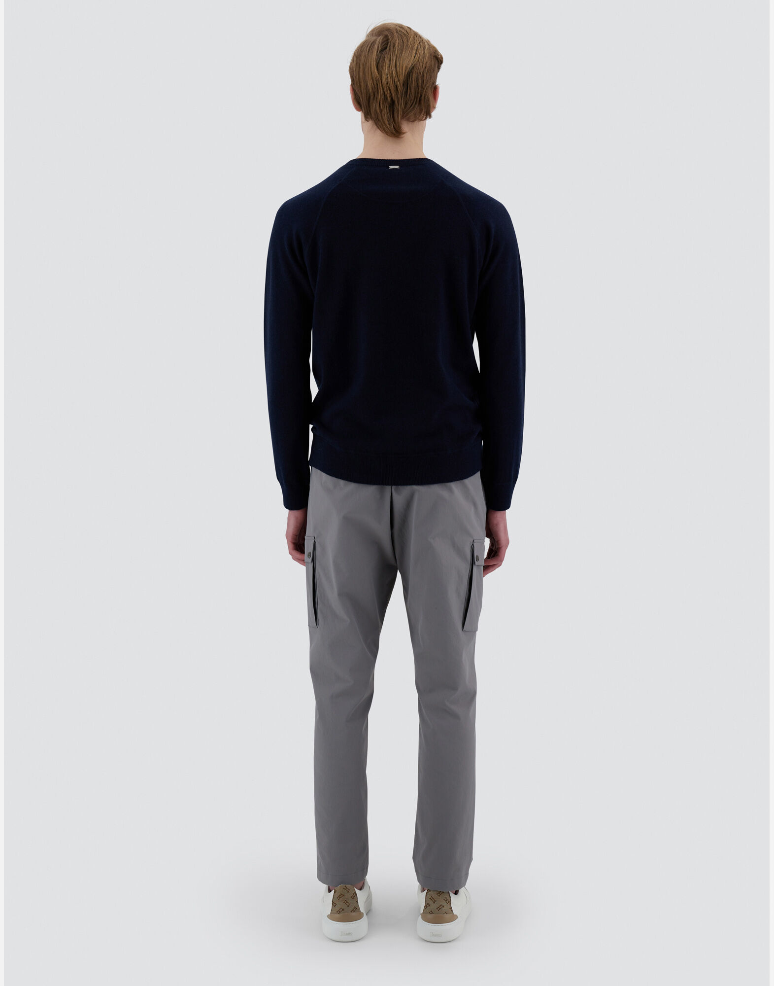 クラリ様　　　　HERNO カシミヤシルク ニット メンズ プレーンカシミヤ RESORT ニットトップス ネイビーブルー