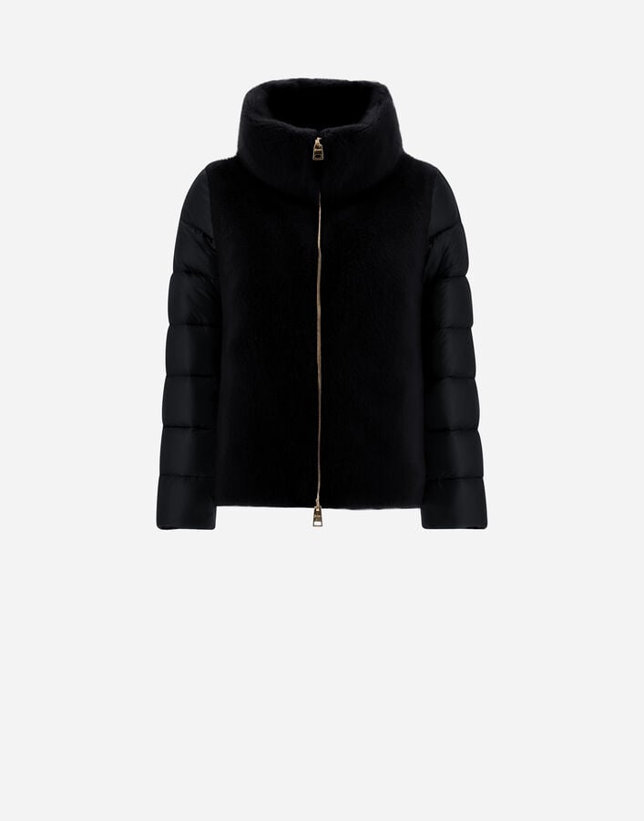 Herno CAPE IN NYLON ULTRALIGHT AND LADY ALTERNATIVE FUR Black PI002017D12017Z9300