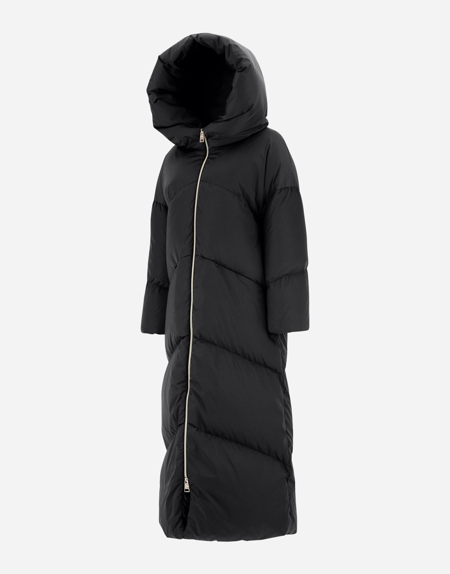SUPER LONG SATIN PARKA in Black for 
