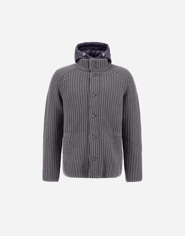 Herno CARDIGAN IN COB STITCH WOOL Grey MC000150U700169460