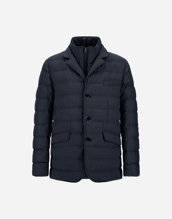 Herno WOOL-BLEND, VISCOSE AND SUEDE-EFFECT BLAZER Navy Blue PI001403U332789200