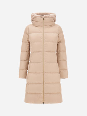 VESTE LONGUE EN SATIN ET FOURRURE SYNTHÉTIQUE FAÇON RAGONDIN