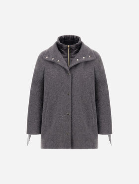 VESTE EN ALPAGA À FRANGES ET NYLON ULTRALIGHT VESTE EN ALPAGA À FRANGES ET NYLON ULTRALIGHT