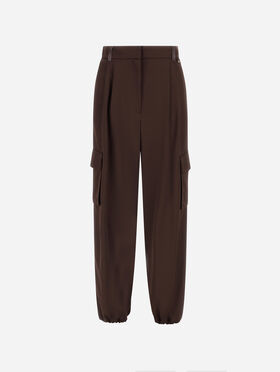 PANTALON CARGO EN SATIN DE VISCOSE ET LAINE