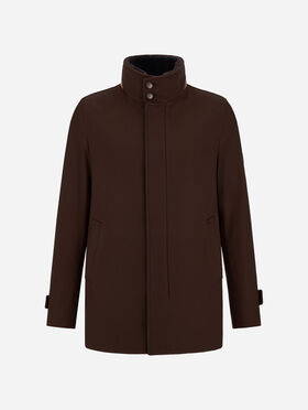 MANTEAU COURT EN PUR CACHEMIRE ET SUEDE EFFECT