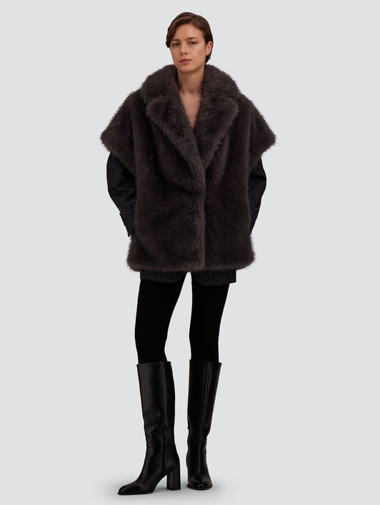 VESTE SANS MANCHES EN FOURRURE SYNTHÉTIQUE À POILS LONGS