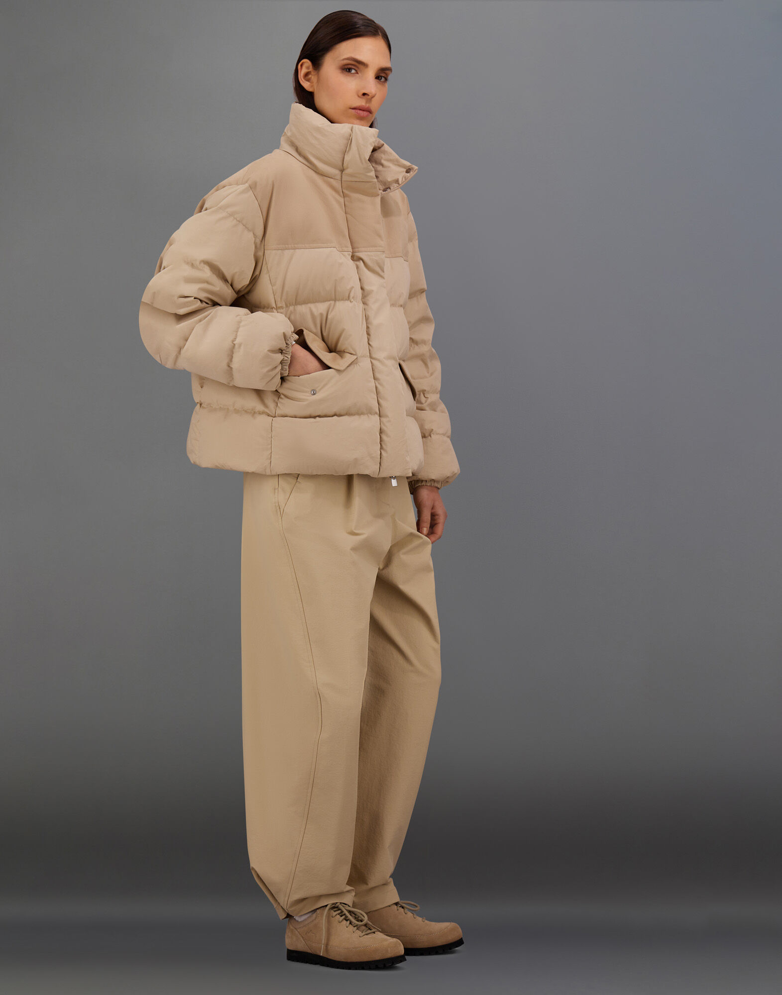 VESTE LAMINAR EN ORGANIC FEEL DOWN ET SUEDED COTTON