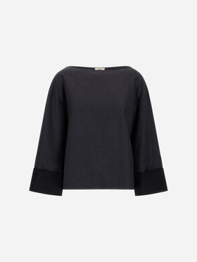 TOP DE GABARDINA ELÁSTICA DE LANA Y RASO DE VISCOSA