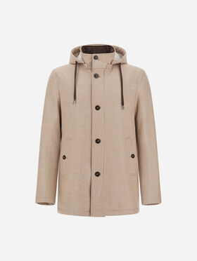 PARKA COURT EN LAINE, SOIE ET SUEDE EFFECT