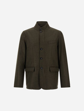 VESTE EN LAINE, SOIE ET SUEDE EFFECT