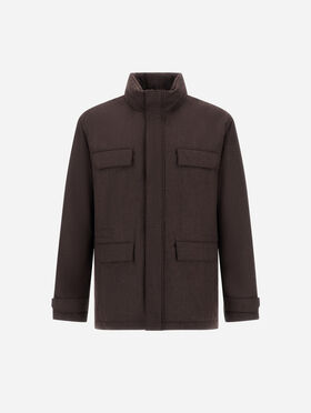 VESTE FIELD JACKET EN FLANELLE AVEC MEMBRANE IMPERMÉABLE