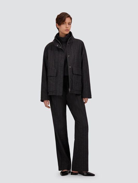 VESTE EN LAINE STRETCH À FINES RAYURES