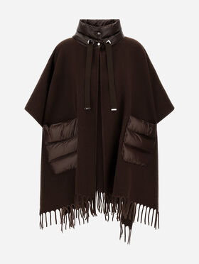 PONCHO RESORT AUS DOPPELGEWEBE AUS WOLLE, KASCHMIR UND NYLON ULTRALIGHT