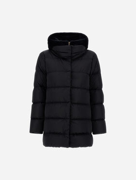 VESTE TRAPÈZE EN SATIN ET LADY ALTERNATIVE FUR