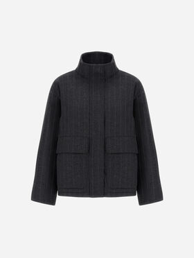 VESTE EN LAINE STRETCH À FINES RAYURES