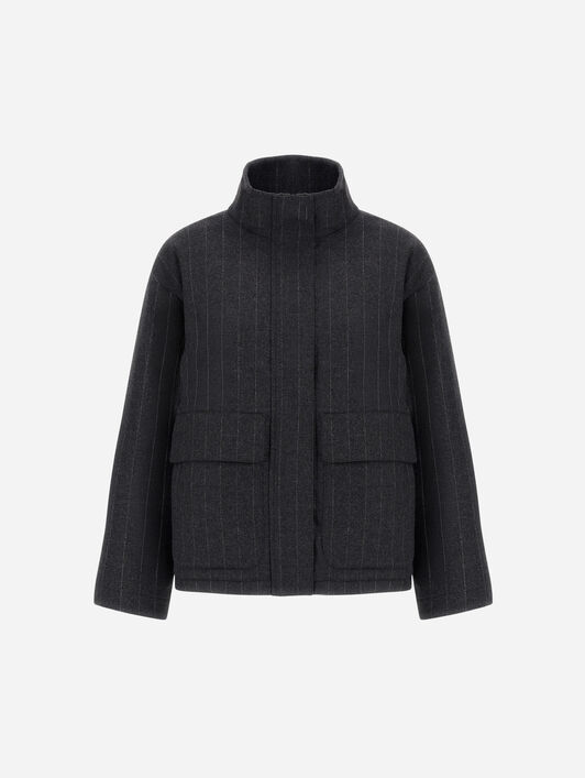 VESTE EN LAINE STRETCH À FINES RAYURES