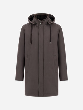 PARKA RESORT DE NAILON ELÁSTICO EFECTO JASPEADO Y LIGHT FAUX FUR