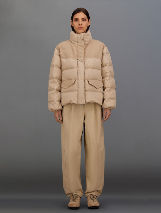VESTE LAMINAR EN ORGANIC FEEL DOWN ET SUEDED COTTON