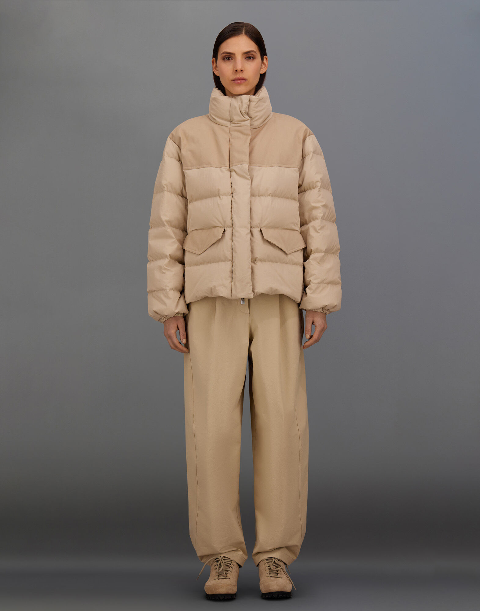 VESTE LAMINAR EN ORGANIC FEEL DOWN ET SUEDED COTTON