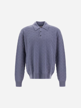 RESORT POLO SHIRT IN WOVEN STITCH WOOL KNIT