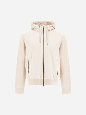 VESTE RESORT EN JERSEY DE PURE LAINE, NYLON LÉGER ET DAIM MICROFIBRE