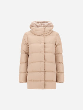 VESTE TRAPÈZE EN SATIN ET LADY ALTERNATIVE FUR