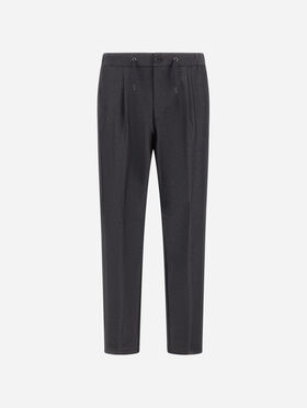 PANTALON EN TISSU STRETCH EFFET CHINÉ