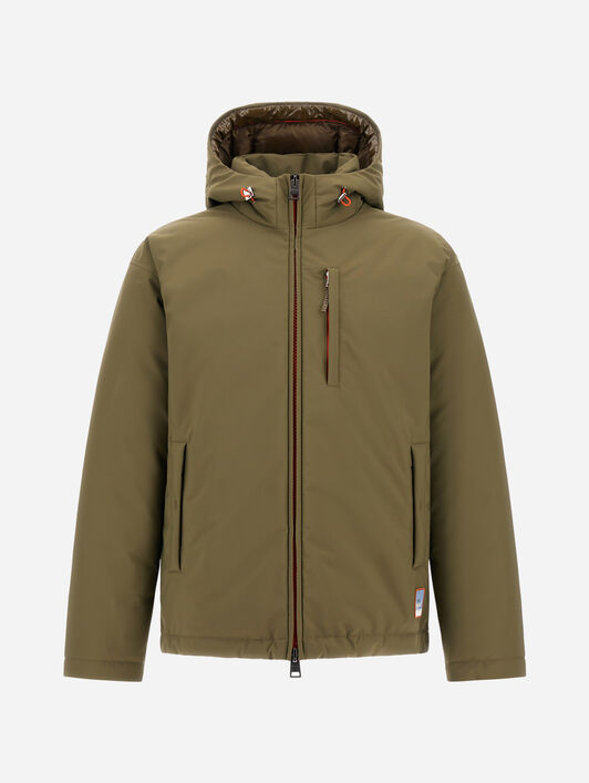 VESTE EN TWILL MAT ET NYLON EFFET GLOSS