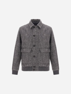BOMBER DE TEJIDO DOBLE DE LANA HERRINGBONE